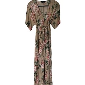 Tan & Floral Maxi Dress
